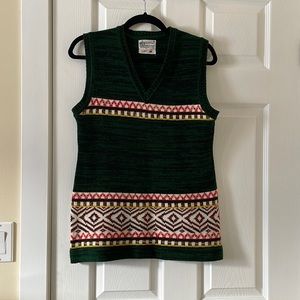 VINTAGE green sweater vest 1970s 1980s retro